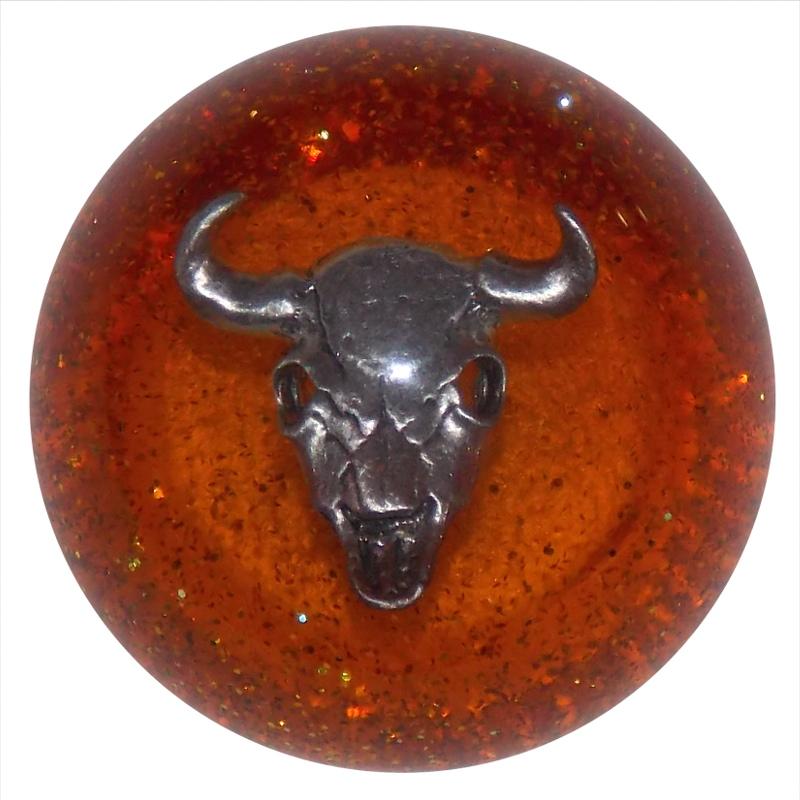 Amber Glitter Cow Skull handle cane