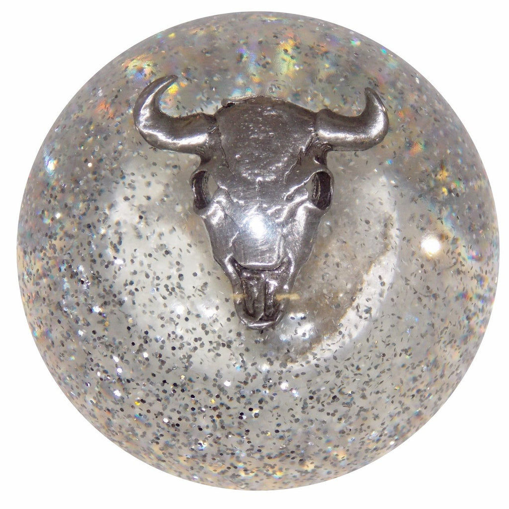 Clear Glitter Cow Skull handle cane