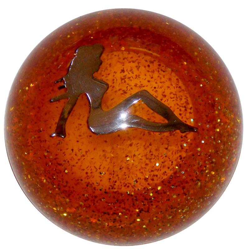 Chrome Lady in Amber Glitter handle cane