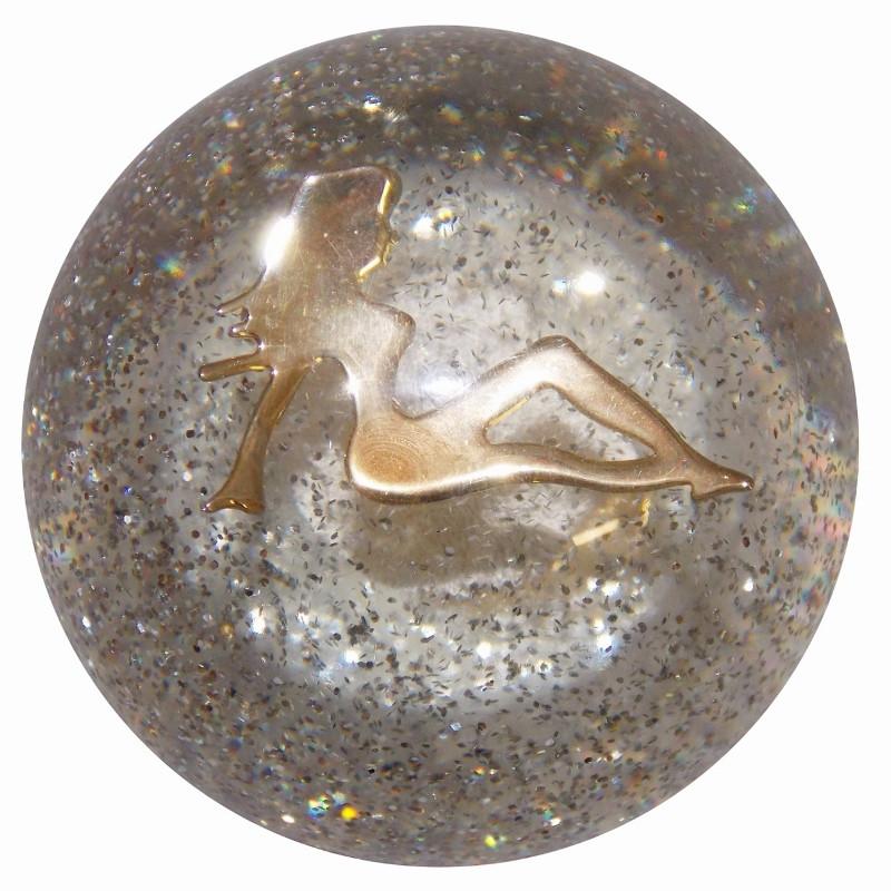 Chrome Lady in Clear Glitter handle cane