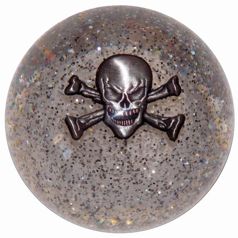 Skull and Crossbones Clear Glitter handle cane