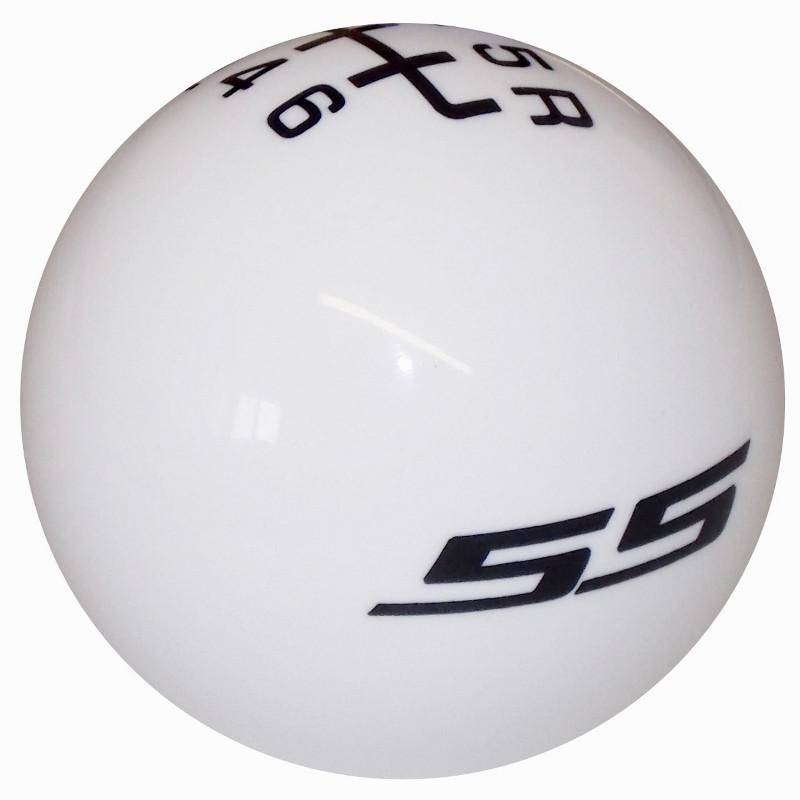 White New Camaro SS Logo w/ Black 6 Speed handle cane