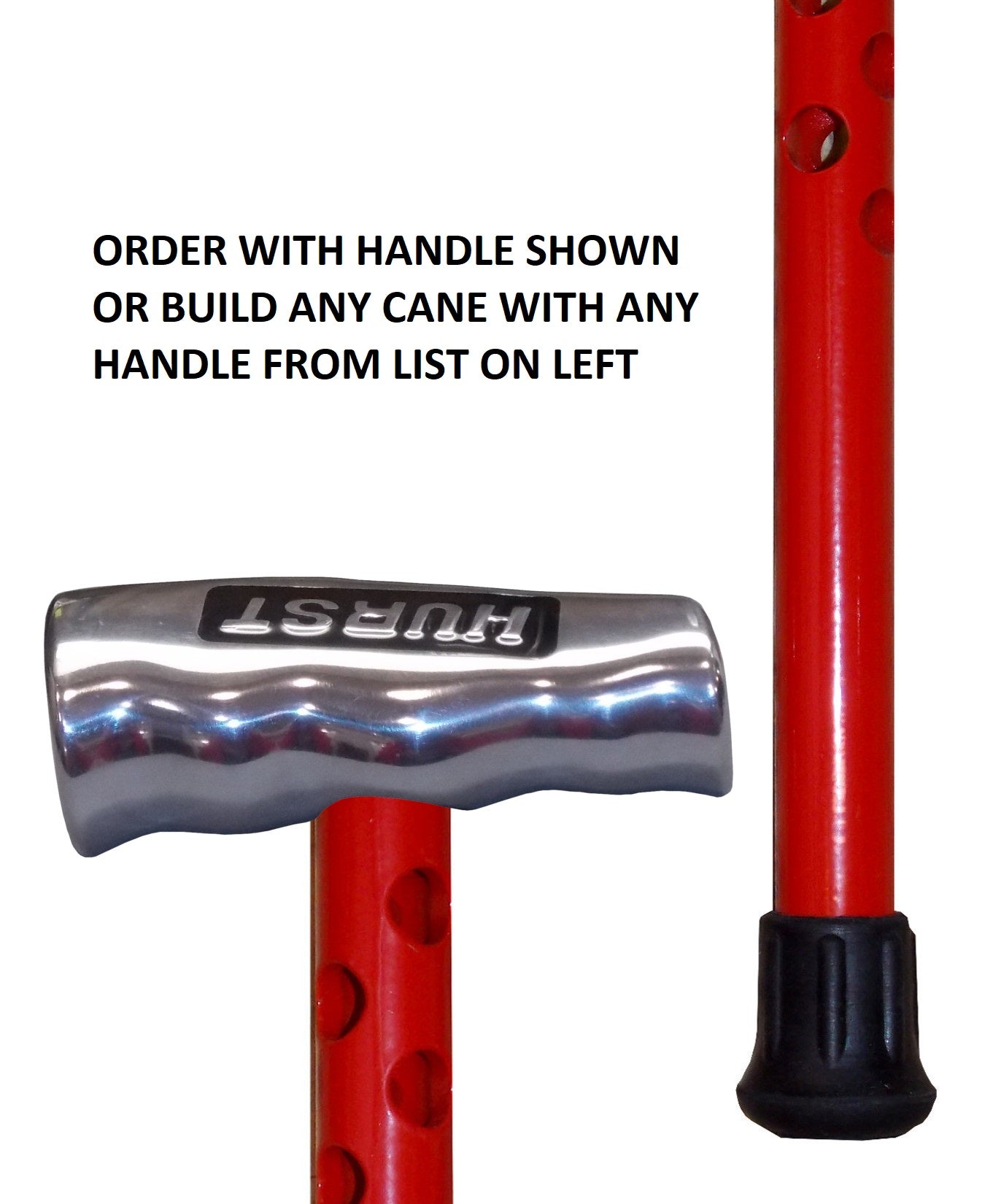 custom hot rod red ventilator aluminum heavy duty cane