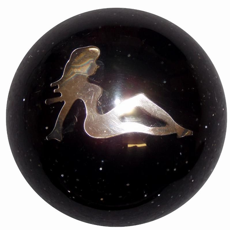 Chrome Lady in Black Glitter handle cane