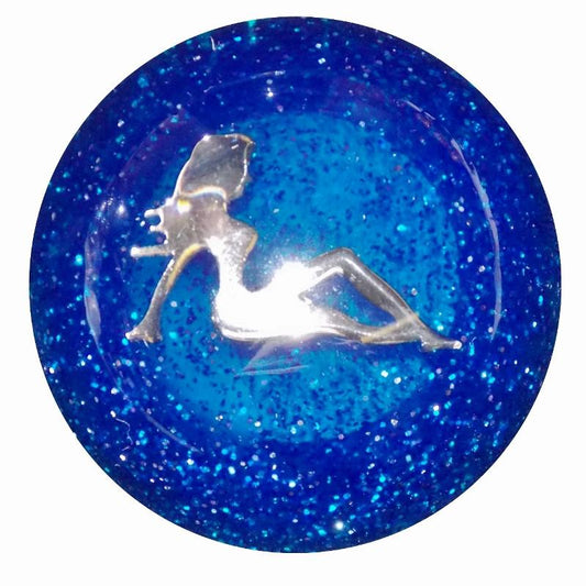 Chrome Lady Blue Glitter handle cane