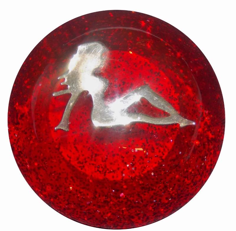 Chrome Lady in Red Glitter handle cane