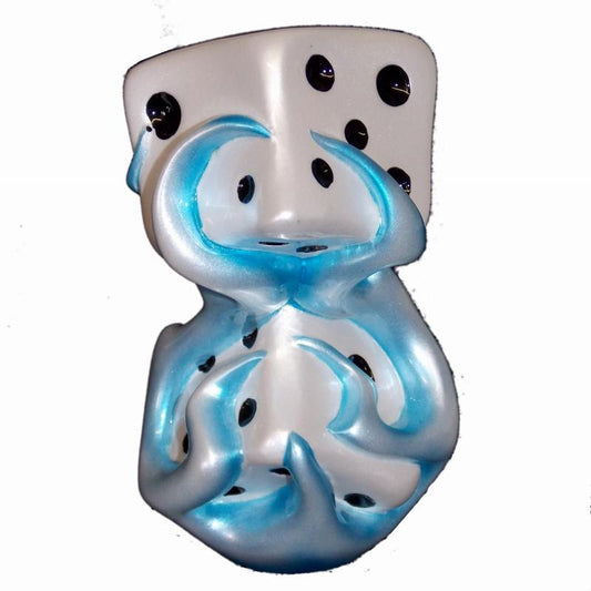 Blue Flaming Dice handle cane