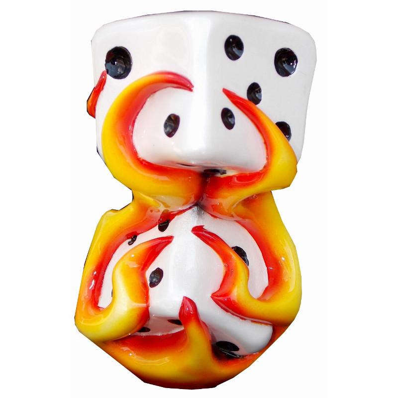 Orange Flaming Dice handle cane