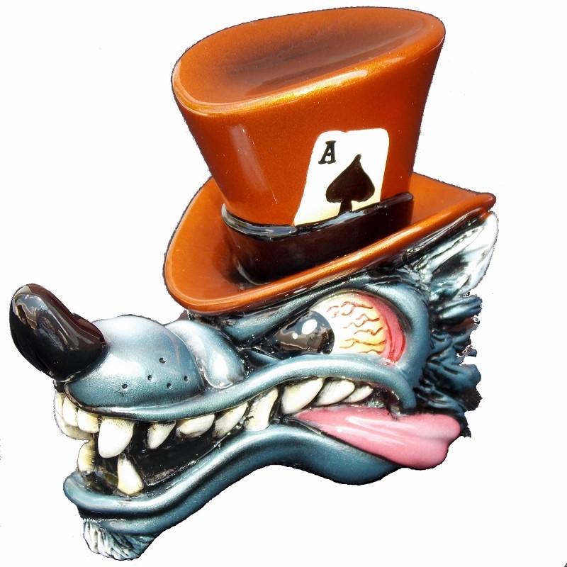 Top Hat Wolf-Metallic Pumpkin handle cane